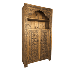 Mehrab Indian Hand Carved Solid Wood Bookshelf B26