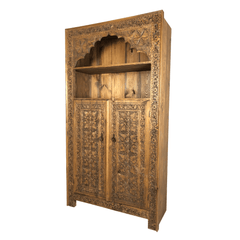 Mehrab Indian Hand Carved Solid Wood Bookshelf B26