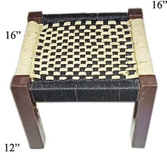 Indian Solid Wood Handmade Charpai Khat Manjhi Woven Charpai Ottoman Stool