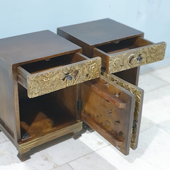 Indian Hand Carved Solid Wooden Bedside Table 43X40X60CM