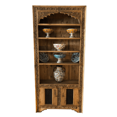 Mehrab Indian Hand Carved Solid Wood Bookshelf B27