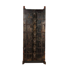 Antique Hand Carved Decorative Reclaimed Wood Door On Stand 10
