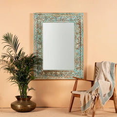 Carved Oasis Hand Carved Solid Mango Wood Medium Sized Mirror Frame