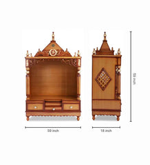 Sheesham Wood Handmade Mandir Home Temple In Brown