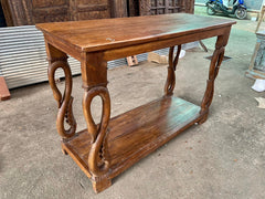 Antique Indian Hand Carved Solid Wood Console Hall Table