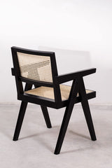 The Gileteen Chandigarh Wooden Rattan Arm Chair for Dining & Living Room