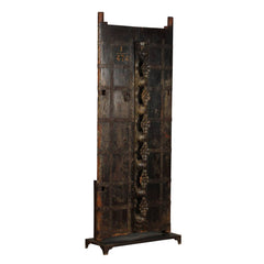 Antique Hand Carved Decorative Reclaimed Wood Door On Stand 10