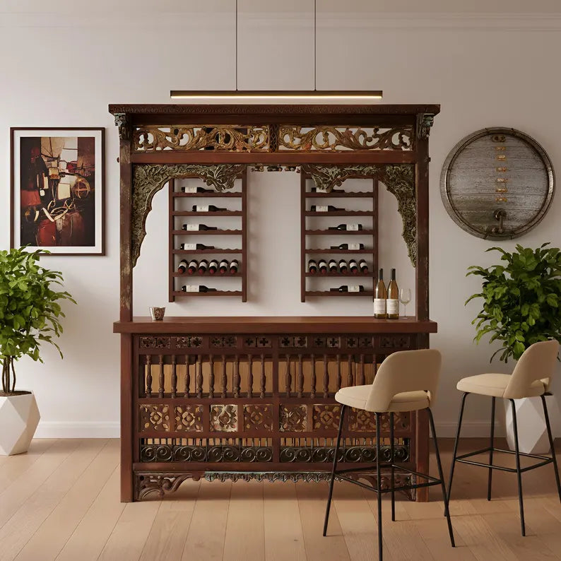 Hand Carved Solid Wood Tall Bar Counter 01
