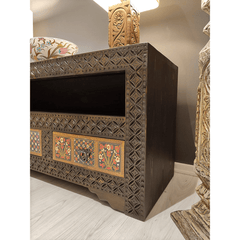 Indian Hand Carved Solid Wooden TV Unit 01
