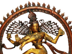 Indian Lord Nataraja Golden and Brown Hues Brass Statue