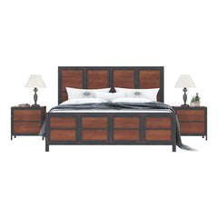 Miller Industrial Indian Solid Wood Iron Platform Bed