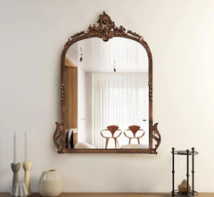 CORSICA Victorian Premium Metal Frame Arched Hand-Casted Mirror Vintage Copper 90cm