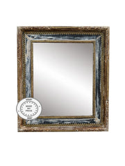 Solid Indian Wood Mirror with Bleached Brass Frame