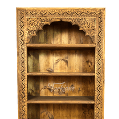 Mehrab Indian Hand Carved Solid Wood Bookshelf B3