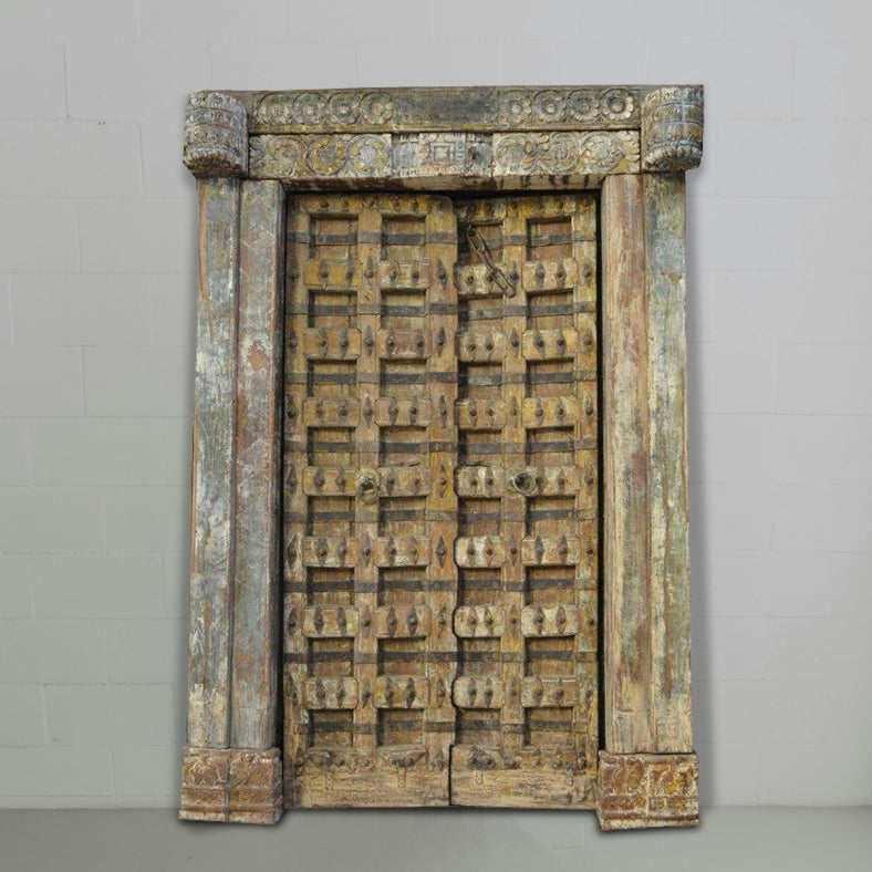 Indian Vintage Antique Handcrafted Reclaimed Wood Door 56