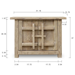 Indian Hand Carved 2 Door Solid Wood Cabinet Natural