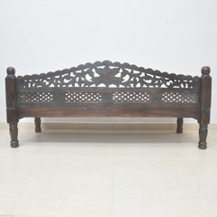 Mughal Garden Hand Carved Balinese Daybed Chocolate XL