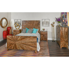 The Gileteen Starburst Design Solid Wood Bed Frame Brown