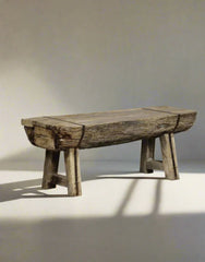 Indian Hand Carved Reclaimed Wood Bench B6