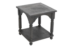 Handmade Indian Hand Carved Solid Hard Wood Arch End Table Grey