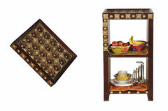 Mogra Antique Brass Work Ethnic Side Table Sheesham & Brass