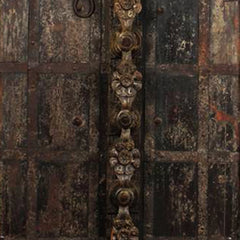 Antique Hand Carved Decorative Reclaimed Wood Door On Stand 10