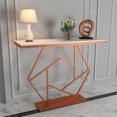 The Attic Girda Metal and Marble Console Table Copper