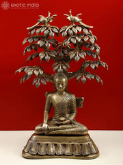Indian Buddha Idol Under the Tree of Life Buddha In Brass Statue