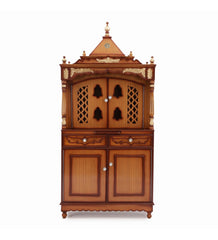 Large Sized Handmade Solid Wood Home Temple In Brown