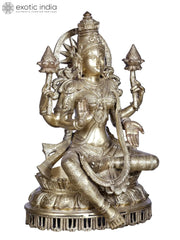 Indian Lord Goddess Lakshmi Brass Statue