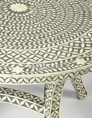 Maaya Bone Inlay Dining Set Black White Floral