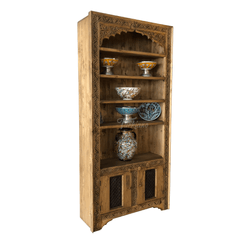 Mehrab Indian Hand Carved Solid Wood Bookshelf B27