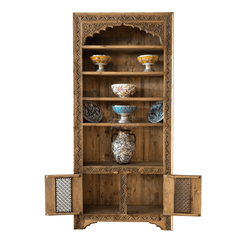 Mehrab Indian Hand Carved Solid Wood Bookshelf B27