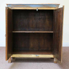 Reclaimed Timber Carved Block Print Sideboard Brown