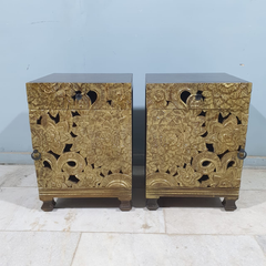 Indian Hand Carved Solid Wooden Bedside Table 43X40X60CM