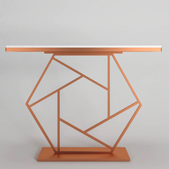 The Attic Girda Metal and Marble Console Table Copper