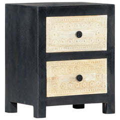 Indian Hand Carved  2-Drawer Solid Wood Bedside Table 18