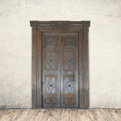Indian Vintage Antique Hand Carved Reclaimed Teak Wood Door 88