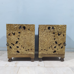 Indian Hand Carved Solid Wooden Bedside Table 43X40X60CM