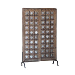 Antique Hand Carved Decorative Reclaimed Wood Door On Stand 11