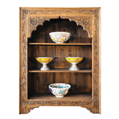 Mehrab Indian Hand Carved Solid Wood Bookshelf B28