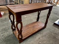 Antique Indian Hand Carved Solid Wood Console Hall Table