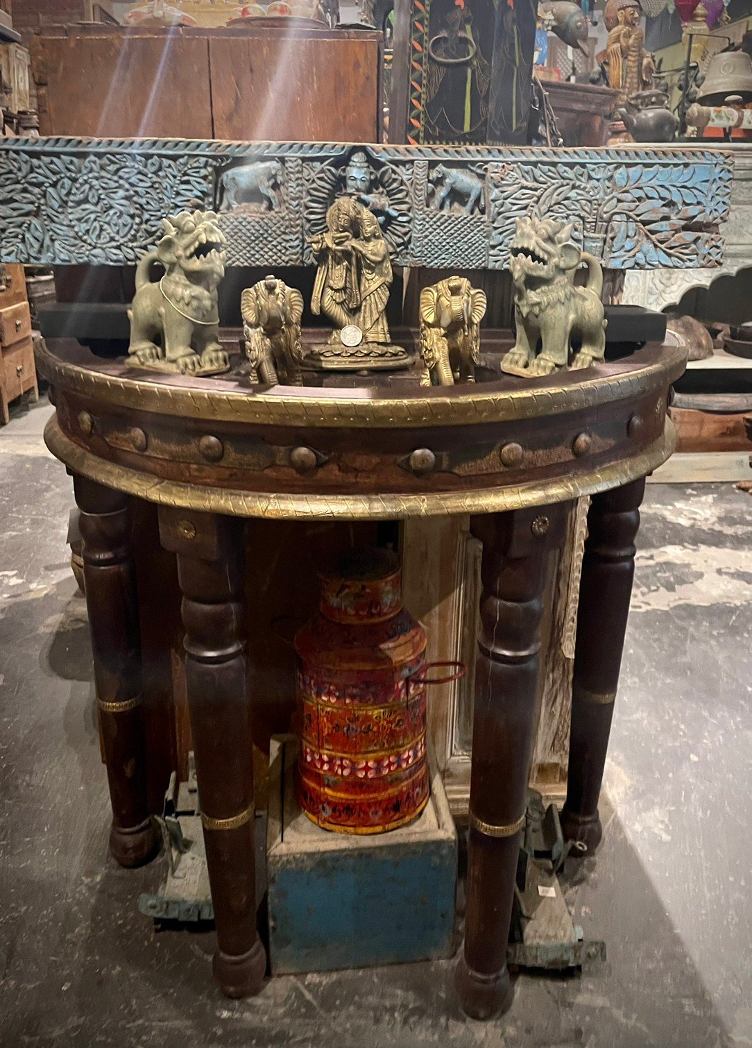 Antique Indian Brass Work Rajasthan Console Table