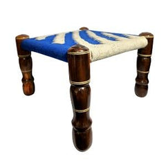 Indian Solid Wood Handmade Charpai Khat Manjhi Woven Charpai Ottoman Stool