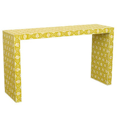 Maaya Bone Inlay Yellow White Floral Console Hall table
