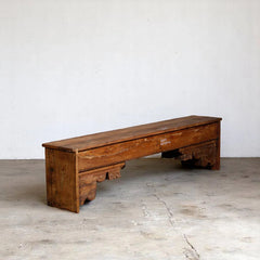 Indian Hand Carved Solid Wood Bench B1