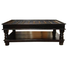 Moroccan Mosaic Tile Hand Painted Coffee Table Black