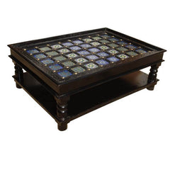 Moroccan Mosaic Tile Hand Painted Coffee Table Black