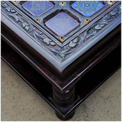 Moroccan Mosaic Tile Hand Painted Coffee Table Black