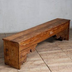 Indian Hand Carved Solid Wood Bench B1